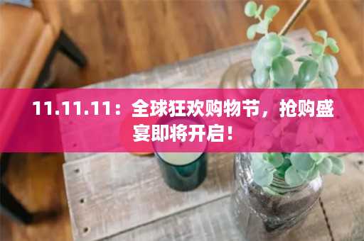 11.11.11：全球狂欢购物节，抢购盛宴即将开启！