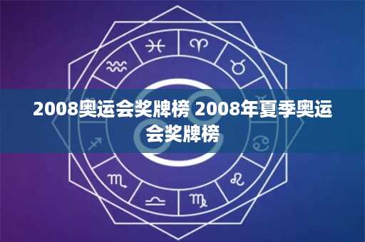 2008奥运会奖牌榜 2008年夏季奥运会奖牌榜