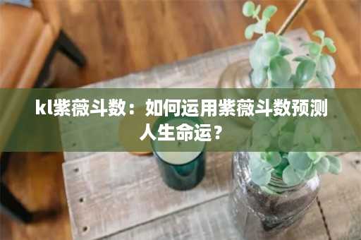 kl紫薇斗数：如何运用紫薇斗数预测人生命运？